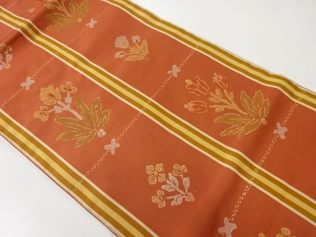 JAPANESE NAGOYA OBI / WOVEN FLORAL PLANTS